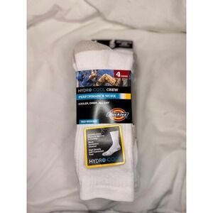 Dickies Mens 4 Pack Hydro-Cool Crew Performance Work Socks White Grey Size 6-12